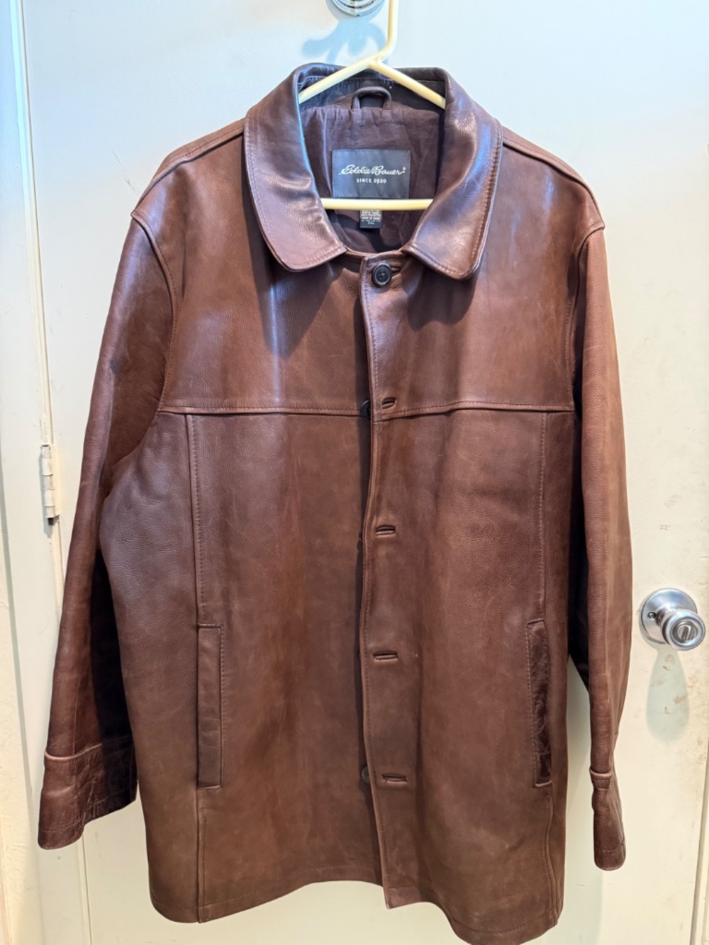 Eddie Bauer man's brown leather jacket, XXL,